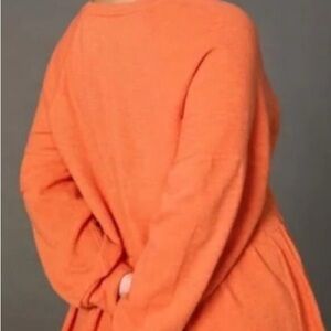 Pilcro By Anthropologie Tangerine Baby Doll Peplum Long Sleeve Top Sz M.